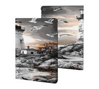 Black And White Lighthouse Slim Tablet Cases Compatible with iPad Series Without Pencil Holder Protective Cover Compatible with ipad 2019/2020/2021(10.2in)