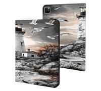 Black And White Lighthouse Slim Tablet Cases Compatible with iPad Series Without Pencil Holder Protective Cover Compatible with IPAD Pro 20/21/22(11in)