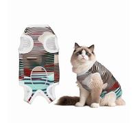 Black and White line Art Dog Surgery Suit Recovery Suit, Breathable Full Body Dog & Cat Surgical Suit with Cute Prints, Alternative to Cone for Spay Neuter Wound Care, Male & Female Pets Small