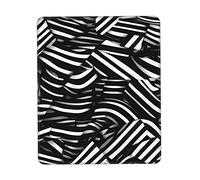 Black and White Lines Anti-wear Stitching, Textured Waterproof Computer Mouse pad with Anti-Slip Rubber Base, Suitable for laptops, Office and Home Gaming Mouse Pads. 7.9 x 9.5 in