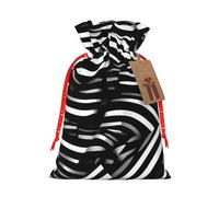 Black And White Lines Burlap Drawstring Gift Bag With Tag, Reusable Linen Pouch For Christmas, Birthday, Party, Small Gift Packaging S