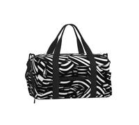 Black and White Lines Duffel Bag with Shoe Compartment-Sports Gym Weekender for Men Women, Waterproof Travel Tote with Wet Pocket for Dirty Shoes
