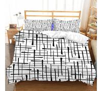 Black and White Lines Duvet Cover Set Super King Size Abstract Geometry Bedding Set 3D Print Soft Microfiber Quilt Cover 260x220 cm with Zipper Closure und 2 Pillowcases for Bedroom Bed Decor B/252