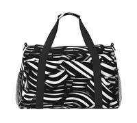 Black And White Lines Hand Travel Bag.Fashionable Design, Large Storage Capacity, Suitable For Business Trips And Short Trips., Black, One Size