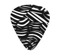 Black and white lines Patterned Guitar Picks, 12-Piece Set, Suitable for Bass and Electric Guitar Playing, Ideal for Beginners