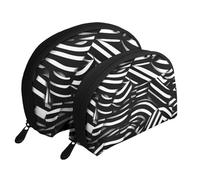 Black and white lines Portable Bags Clutch Pouch.2-Piece Makeup Bag Set, Large & Small Travel Cosmetic Pouches