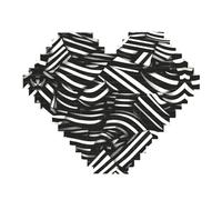 Black and White Lines Print Building Brick Block Puzzle - Heart Shaped Picture Puzzles, Wooden Picture Jigsaw Puzzles