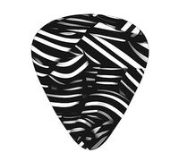 Black And White Linesguitar Plectrums 12 Piece Set, 3 Thicknesses For Acoustic Guitar, Bass Guitar, &Electric Guitar And More.
