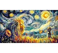 Black-and-white-lion-and-woman-in-storm Jigsaw Puzzle 1000 Piece Recycled Paper Great Gift Idea Challenging Puzzles for Relaxation, Creativity & Gift Giving for Adults 38x26/1000pcs