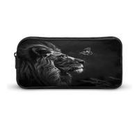 Black and White Lion Butterfly Large Pencil Case Big Capacity Pencil Pouch Pen Bag Marker Pen Case for Women Men