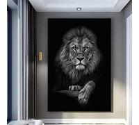 Black And White Lion Canvas Wall Art Animal Portraits Lion Head Wall Decor 16x24inch No Frame