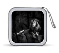 Black and White Lion CD Case Holder Portable 40 Capacity DVD Wallet Storage Organizer for Car Travel