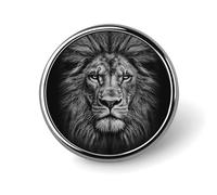 Black and White Lion Head Blank Round Badges Round Badge DIY Pin Back Buttons Clear Button Pins for Craft Projects Badge Making Accessories
