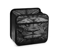 Black And White Lion Head Car Backseat Organizer with Clear Tablet Holder, Multi Pockets Waterproof Oxford Kick Mat Storage Bag, Universal Auto Seat Back Storage Caddy for Drinks Travel Essentials