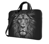 Black And White Lion Head Laptop Shoulder Bag For Men Women Briefcase Messenger Bag W/Strap Handle Waterproof Laptop Sleeve Bag 14 Inch