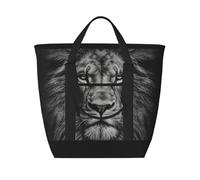 Black and White Lion Head Print,Lunch Bags Large Capacity Insulated Tote Bag for Women Men Work Picnic Travel