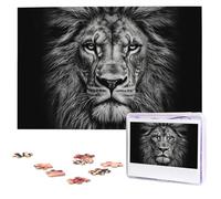 Black And White Lion Head Wooden Puzzles 1000 Pieces Personalized Jigsaw Puzzle For Adults Interesting Custom Photo Puzzles Gift For Holiday Birthday Wedding Anniversay