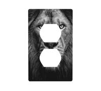Black and White Lion Portrait Outlet Cover Light Switch Cover Decorative 1 Gang Wall Plate for Kitchen Room Bathroom Size 7x11.4cm