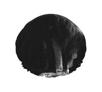 Black And White Lion Printed Double-Layer Shower Cap, Reusable Shower Cap, Suitable For Various Hair Lengths