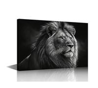 Black and White Lion Prints on Canvas for Bedroom Animal Theme Artwork Paintings Framed Ready to Hang King of Beasts Posters Wall Decor Hanging Living Room Office 24" Wx36 Hx1 Panel