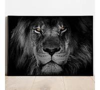 Black and White Lion Wall Art - Abstract Wild Animal Portrait Canvas Print - Pictures for Wall Decor - 16x24 Inch No Frame