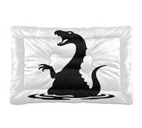 Black and White Loch Ness Monsters Washable Dog Beds Crate Pad Non-Slip Soft Comfortable Pet Bed for Large Jumbo Medium Small Dogs 24" x 18"