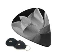 Black and white lotus Guitar Picks, 6 Pcs Guitar Plectrums double-sided printing, suitable for acoustic, electric and bass guitars, including 0.46 mm 0.71 mm 0.96 mm