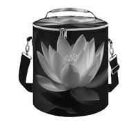 Black and White Lunch Bag, 15L Portable Leakproof Picnic Basket with Shoulder Strap, Insulated Picnic Cooler Bag for Camping, Beach, Hiking & Groceries