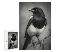Black And White Magpie Portrait, 1000 PCS Wooden Jigsaw Puzzle for Adults, Winter Activity Gift - for A Rewarding Weekend Challenge