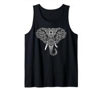 Black and White Mandala Elephant Bohemian Art Design Tank Top