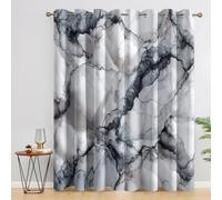 Black and White Marble Blackout Curtains, 90 Drop, Abstract Printed Curtains for Living Room, Bedroom, Eyelet Drapes for Window Home Decor, 90x90 Inch 2 Panels P1D1-80