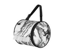 Black And White Marble Print Cylinder Tissue Organizer Bag With Strap, Portable Toilet Roll Holder For Camping Car