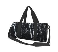 Black and White Marble Print Round Duffel Bag, Canvas Overnight Travel Tote Bag, Waterproof and Tear-Resistant.Foldable Weekend Travel Bag