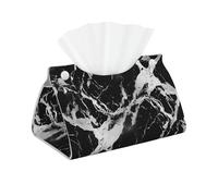 Black and White Marble Print Tissue Box Cover Foldable Tissue Storage Box Leather Tissue Cube Box Holder for Living Room Bedroom Office Car Home Decor