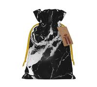 Black And White Marble Printed Christmas Drawstring Gift Bags-Xmas Wrapping Bags,Candy Bag,For Holiday Party Decorations,Wedding Party Supplies M Yellow Christmas Ribbon
