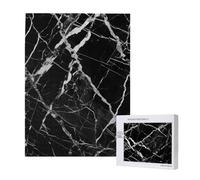 Black and white marble Printed Jigsaw Puzzle with Storage Box, Wooden Puzzle for Adults and Kids, 500 Pieces Family Fun Decorative Game, 38x52 CM