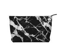 Black and White Marble Printed Makeup Bag Corduroy Travel Cosmetic Bags Cosmetic Case Toiletry Bag Organizer for Women Mom Girls