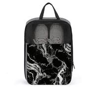Black And White Marble Shoe Bags Foldable Breathable Portable Shoe Puches Organizer Stylish Expandable Packing Travel Shoes Bags for Sneakers Gym Luggage Closet
