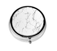 Black and White Marble Small Pill Box 3 Compartment Portable Pill Box for Purse Pocket Geometric Art Mini Medicine Organiser for Daily Vitamin Fish Oil Storage