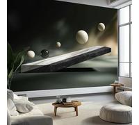 Black and White Marble Sphere Mural Wallpaper 200 x 140 cm, Wall Decoration Paper Poster Bohemian Minimalist Abstract for Teen Kids Bedroom Playroom Home Decoration Wallpaper