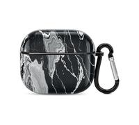 Black and White Marble Texture Bluetooth Earbuds Case Cover Full Body Shockproof Protection Hard Case Support Wireless Charging with Keychain Personalized Gift for AirPods 3