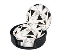 Black And White Marble Texture Coasters Set Of 6 For Drinks With Holder, Classy And Simple Coasters For Coffee Table, Great Housewarming Gifts