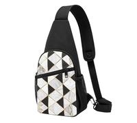 Black and White Marble Texture -Print Waterproof Chest Pack for Hiking & Travel-Adjustable Strap,Lightweight Design with Multiple Pockets.