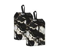 Black and White Marble Texture Print Waterproof Shoe Bag Travel Bag with Carry Strap Storage Bag Versatile Cosmetic Bag-2pcs