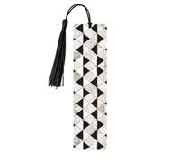 Black and White Marble Texture -Print Wooden Bookmarks with Tassel for Readers and Book Lovers - Artistic Handmade Gifts for Teachers Colleagues Office Desk Decor.