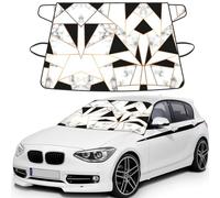 Black and White Marble Texture Printed Car Windshield Cover for Ice and Snow, Durable Windshield Snow Cover, Sun Protection, Universal Fit 69x42.5''