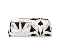 Black and White Marble Texture Printing Leather Pencil Pouch Pen Case Elegant and Practical Bag for Students Perfect for Office School