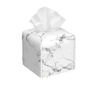 Black And White Marble Tissue Box Holder, Geometric Art Square Tissue Box Cover Leather Paper Napkin Dispenser Cube for Living Room Office Car Bathroom Décor