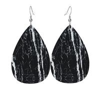 Black And White Marble Women'S Drop-Shaped Leather Earrings Are Suitable For Parties, Holiday Parties And Gifts.