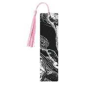 Black and White Marble Wood Bookmark for Book Lovers Birthday Teachers Gift, Handmade Craft Book Marks Ornaments with Tassel Exquisite Reading Page Markers for Men Women